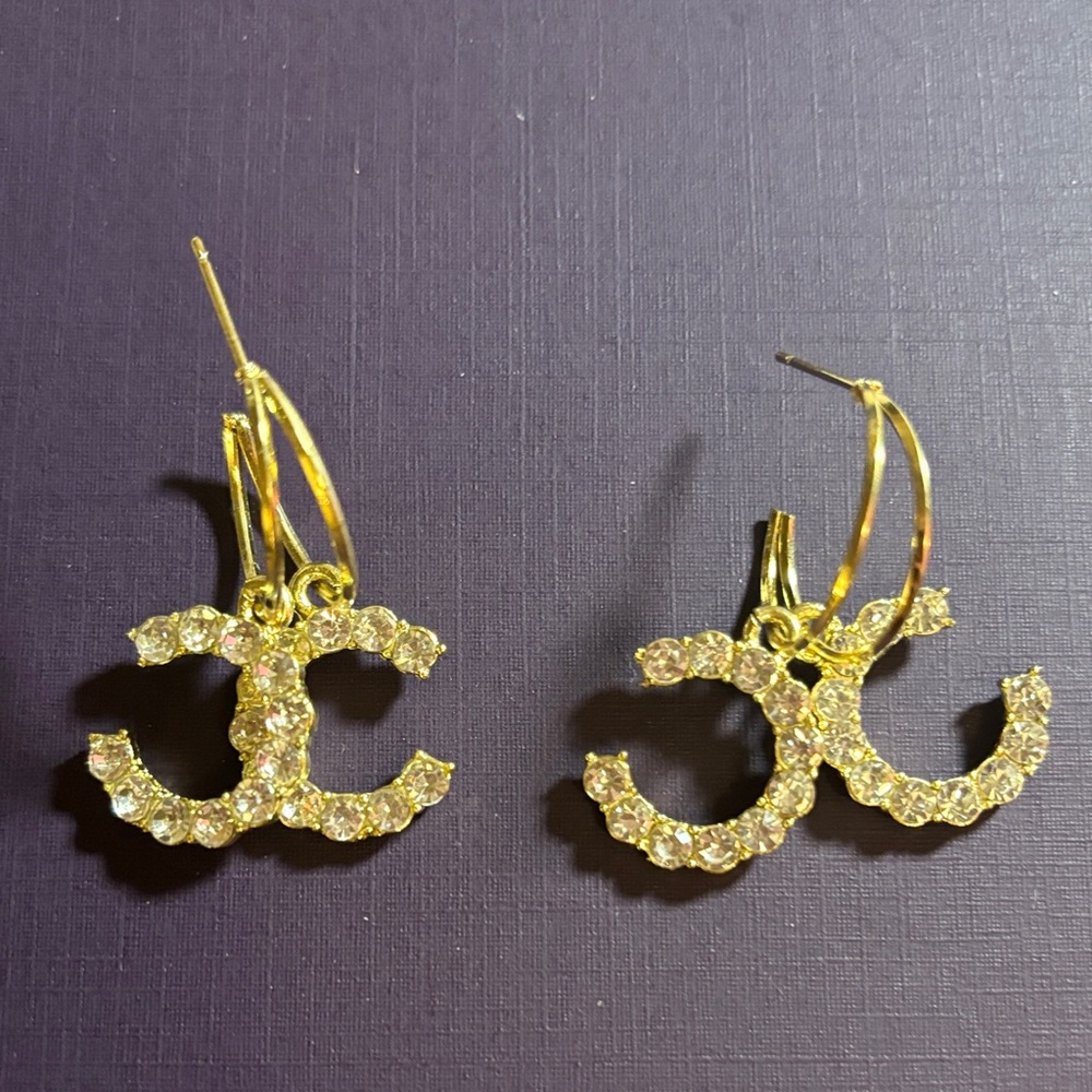 Gold Crystal Hoop Earrings